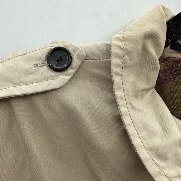 Ted Baker khaki button down purple lined midi length jacket. 3 (med) 38 - Picture 13 of 16